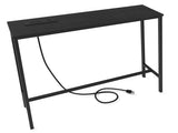 31.5" Console Table with US Standard Power Outlet, Melamine MDF Tabletop & Black Metal Frame, Black 53116651