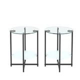 ZUN 2-piece set Tempered Glass End Table, Round Coffee Table for Bedroom Living Room Office W24157592