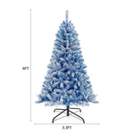 ZUN 6FT Pre-Lit Hinged Artificial Fir ChristmasTree, Xmas Snow Flocked Artificial Holiday Christmas PX292921AAM