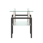 ZUN 1-Piece Modern Tempered Glass Tea Table Coffee Table End Table, Square Table for Living Room, W241104199