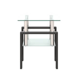 ZUN 1-Piece Modern Tempered Glass Tea Table Coffee Table End Table, Square Table for Living Room, W241104199