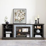 ZUN Large TV Stand TV Desk Rack with Faux Stacked Stone Surround,Media Console Table with Large W1758P187680