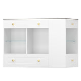 Closet Island with 6 Drawers, Wardrobe Armoire Bedroom Island with Glass Display Top and Open 07777254