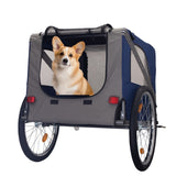 ZUN Dog Bike Trailer, Breathable Mesh Dog Cart with 3 Entrances, Safety Flag, 8 Reflectors, Folding Pet W321P205608