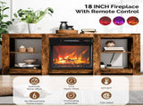 58 Inch Rot Wood Color Double-Sided Cross Fireplace Cabinet with 18 Inch Fireplace Core, 149 * 40 * 54900712