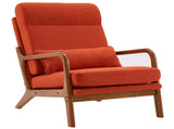High Back Solid Wood Armrest Backrest Iron Frame Linen Indoor Leisure Chair 38814558