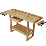 55-Inch Wood Workbench - Wooden Workbench for Garage Workshop and Home W46594605