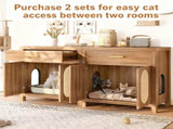 Cat Litter Box Enclosure, Hidden Cat Litter Box Furniture with Scratching Board Doors and Storage 06632538