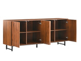 Mid-Century Modern Walnut Sideboard Buffet Cabinet, 59*16*33 inches Geometric Carved Storage Cabinet W3867P373415