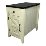 ZUN Farmhouse End Table Bedside Table with Charging Station,Night Stand with Barn Door and Drawer, W1412P230408