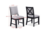 2pc Beautiful Side Chair Gray Fabric Upholstery Black Finish Frame Wooden Furniture B011P179887