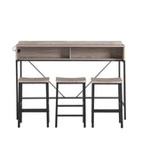 59 inch bar table, dining table, sofa table with power socket and LED light, 3 saddle stools, 09295421