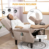 ZUN Dark Beige Recliner Chair. Wingback Single Sofa with Vibration Massage, Heat, Push Back 88569258