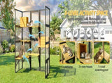 Cat Catio Outdoor Cat Enclosure for Multiple Indoor Outdoor Cats, Large Wooden Walk-in Cat House W3166P475540