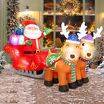 ZUN 7ft 8pcs LED Lights 24W Double Deer Cart Santa Model Garden Elk Decoration 42443027