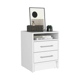 ZUN Nightstand 23.6" H, with 2 Drawers and 1 Shelf, White B097P250850