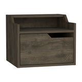 Winchester Floating Nightstand, Modern Dual-Tier Design with Spacious Single Drawer Storage, Dark B097P199740