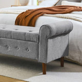 62" Bedroom Tufted Button Storage Bench, Modern Fabric Upholstered Ottoman, Window Bench, Rolled Arm W1853141520
