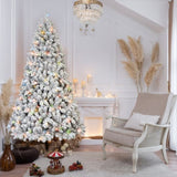 Artificial 6ft Flocked Christmas Tree with 888 PVC Branch Tips, Pine cone*35pcs, 350L Colorful led, 91486641