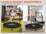 High-Quality Adjustable Foam Handle 1 Mini Trampoline 40" - Supports Up To 400lbs, Black Rectangular 71240798