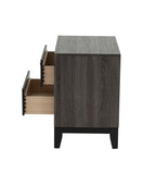 Bedroom Furniture Rustic Grey Oak Simple 1pc Nightstand 2-Drawers Bed Side Table Solidwood B011P248055