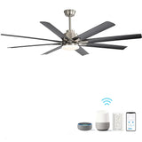 ZUN 66 Inch Large Ceiling Fan With Dimmable Led Light 8 ABS Blades Smart Remote Control Reversible DC W882P146893