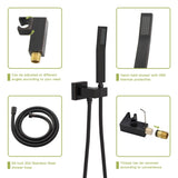 Shower System with Waterfall Tub Spout,16 Inch Ceiling Mount Square Shower System with Rough-in W124381952
