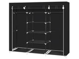 69" Portable Clothes Closet Non-Woven Fabric Wardrobe Double Rod Storage Organizer Black 23382400