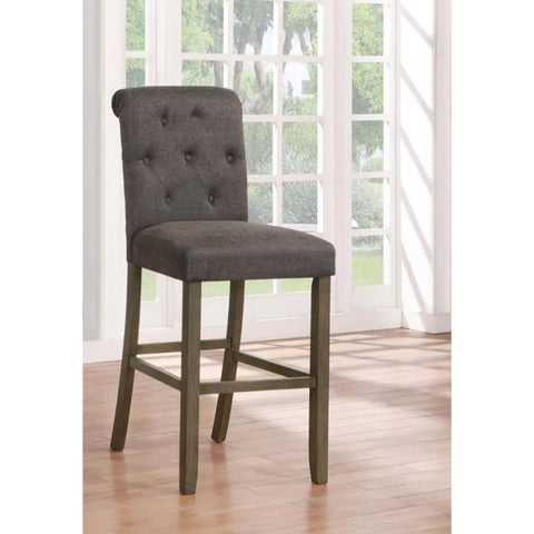 ZUN Grey and Rustic Brown Upholstered Bar Stools B062P153520