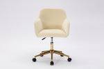 ZUN Modern Velvet Fabric Material Adjustable Height 360 revolving Home Office Chair with Gold Metal Legs 77112687