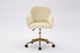 ZUN Modern Velvet Fabric Material Adjustable Height 360 revolving Home Office Chair with Gold Metal Legs 77112687