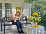 49in PVC Tulip Backrest Iron Bench Black 20295532