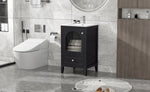 ZUN 20" Bathroom Vanity with Sink, Bathroom Cabinet with Soft Closing Glass Door, A Drawer, Black 94526635