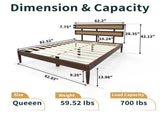 Double rattan woven headboard, Bohemian style, painted finish, pine wood, dark walnut color, Queen 63646995