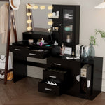 ZUN Large Makeup Vanity with Lights, Vanity Table with Charging Station, Vanity Desk with Mirror and 10 34862814