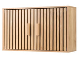 Natural 2-Tier Wall Mounted Bathroom Cabinet with Slatted Doors, 60.9620.3250.8cm Adjustable 46749699