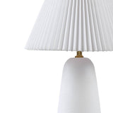 ZUN Textured Ceramic Table Lamp with Fluted Fabric Shade White See below B035P264542