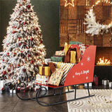Festive Christmas Santa Sleigh Cart - Sturdy Metal, 29"x12.5"x20", Red & Black, for 75395050