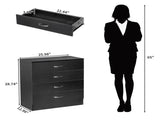 PB Wood Simple 4-Drawer Nightstand Dresser with USB Ports & Outlet Black 58873674
