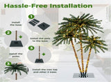 3-Piece Pre-Lit Palm Tree Set - 4/5/6ft Heights, 930 Warm White LEDs, Green PVCMetal 88432254