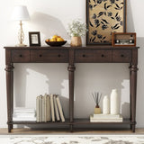 TREXM Retro Console Table with 4 Drawers and Open Shelf, perfect for Entryways, Living Rooms, and N715P202860P