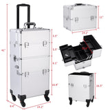 ZUN 3 in 1 Aluminum Cosmetic Makeup Case Tattoo Box Silver 05913846