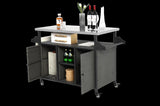 Large bar cart,Outdoor Kitchen Wicker Island Rolling Cart & Storage Cabinet, Wheels and Stainless 69148340
