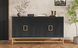 TREXM Retro Style Sideboard with Adjustable Shelves, Rectangular Metal Handles and Legs for Kitchen, N715P232695B