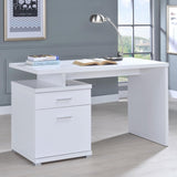 White 2-Drawer Reversible Office Desk B062P153861
