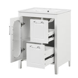 ZUN 24" Bathroom Vanity with Sink, Bathroom Vanity Cabinet with Two Drawers and Door, Adjustable Shelf, 24407153