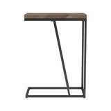 ZUN Rustic Tobacco Herringbone and Sandy Black Accent Table B062P153914