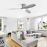 ZUN 52 Inch Flush Mount Ceiling Fan with Dimmable Led Light 3 ABS Fan Blades Reversible DC Motor For W934P211139