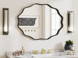 24" Wavy Round Decorative Mirror With Deep Frame, Black 00246898