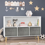 ZUN Kids bookcase with Collapsible Fabric Drawers, Children's Book Display, Toy Storage Cabinet 11190729